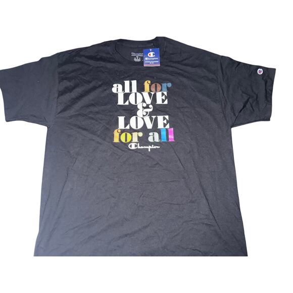 NWT Champion ALL FOR LOVE & LOVE FOR ALL PRIDE MONTH Rainbow T-Shirt Men's 2XL - Picture 1 of 2
